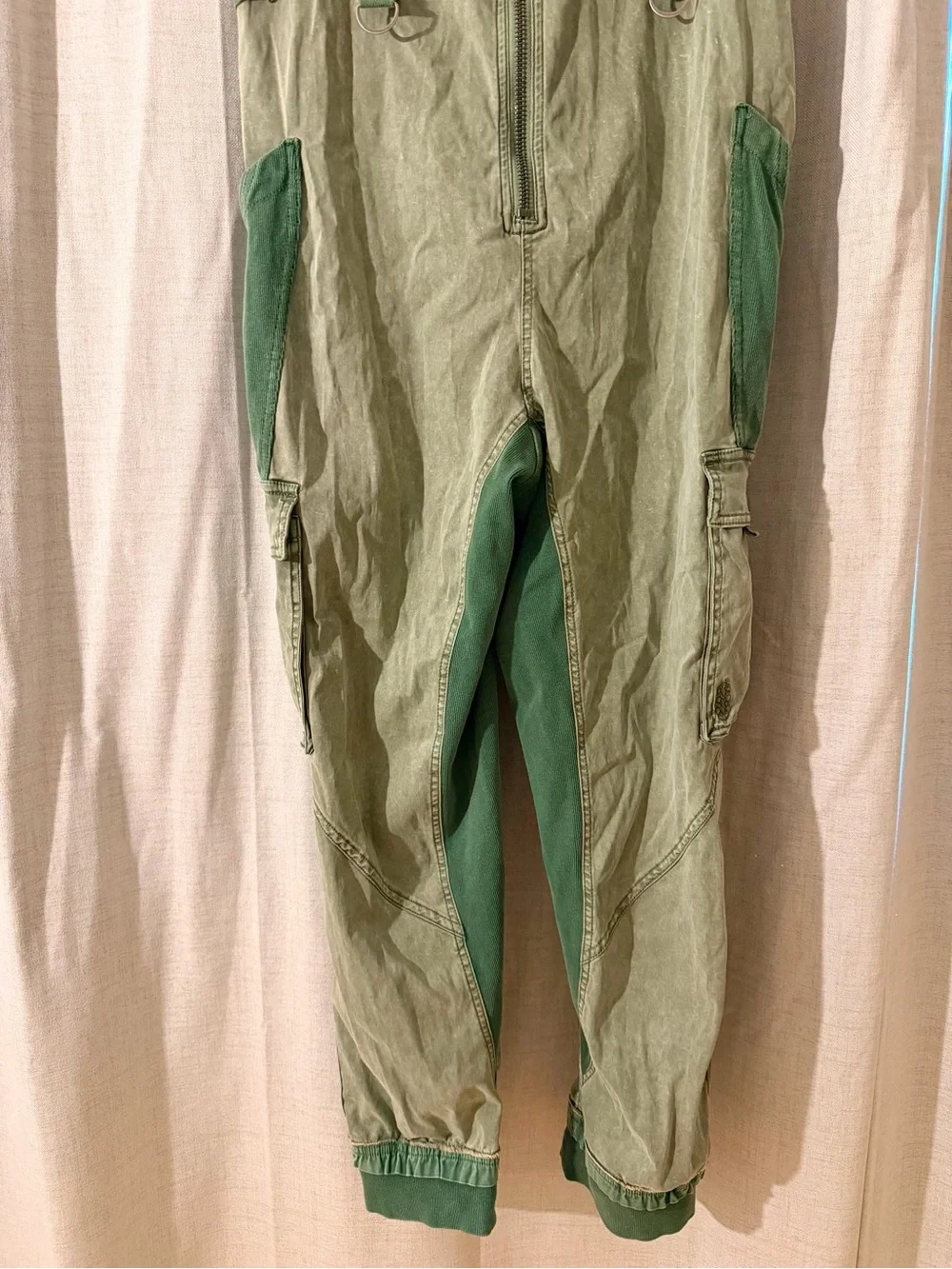 FP Movement Two-Tone Green Cargo Overalls - size small